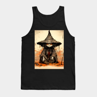 Halloween Apprentice: The Little Goblin Witch on a Dark Background Tank Top